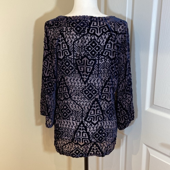 PJK PATTERSON J. KINCAID | Size L | purple sheer top with velvet design - Picture 5 of 9